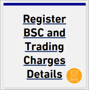 Screen layout tile for Register BSC and Trading Charges when using the Kinnect Customer Solution